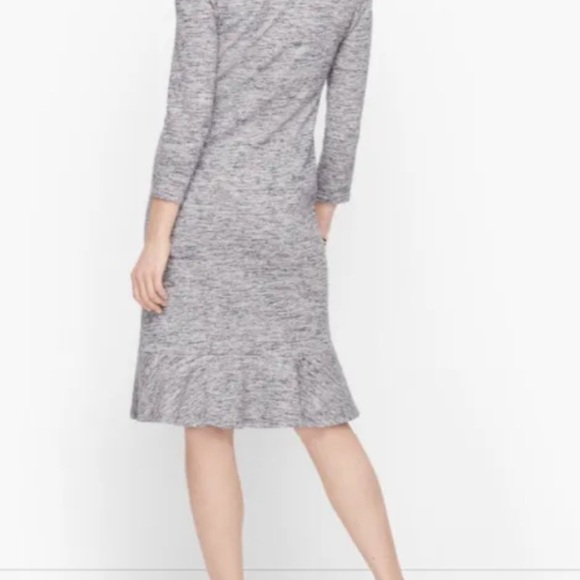 NWT Talbots Heather Gray Stretch Knit Flounce‎ Shift Dress Womens Large (754) - Picture 3 of 4